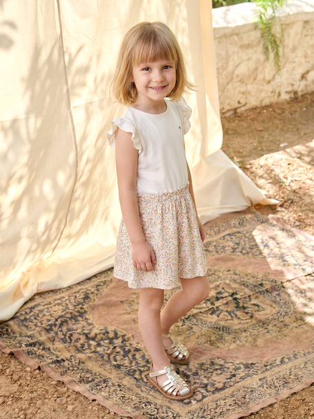2-in-1-Effect Dress for Girls beige+ecru+indigo+pale pink+striped pink - vertbaudet enfant 