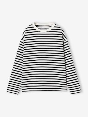 Long-sleeved striped T-shirt for girls - vertbaudet enfant -Long-sleeved striped T-shirt for girls