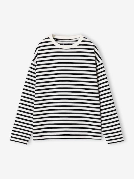T-shirt manches longues fille bois de rose+écru - vertbaudet enfant 