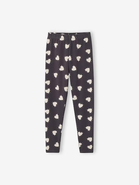 Pack of 2 Basics Leggings for Girls dark grey+dusky pink+khaki+printed brown+sage green - vertbaudet enfant 