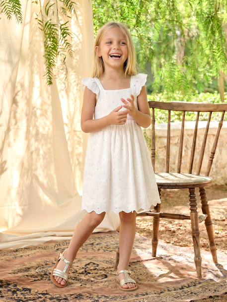 Robe fille broderie anglaise coton blanc - vertbaudet enfant 
