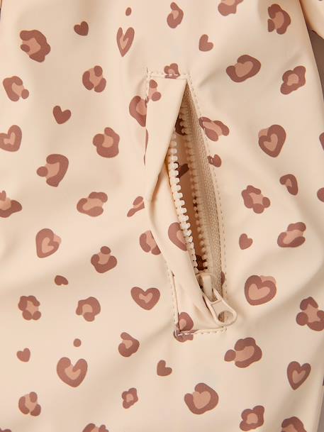 Fleece-lined baby's hooded printed rainsuit old rose+vanilla - vertbaudet enfant 