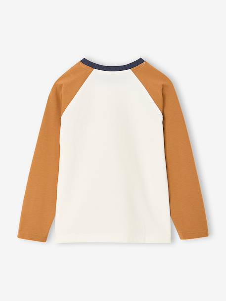 Long-sleeved T-shirt for boys bordeaux red+ochre+sage green - vertbaudet enfant 