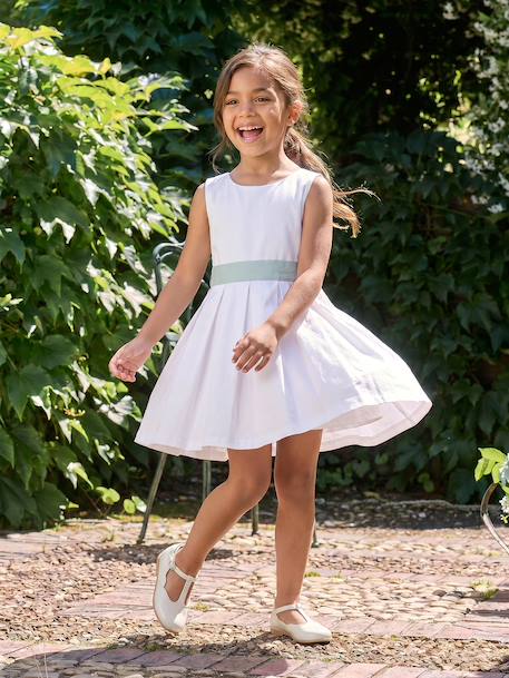 Occasion Wear Dress with Floral Print, for Girls light blue+pale pink+printed pink+printed white+white - vertbaudet enfant 