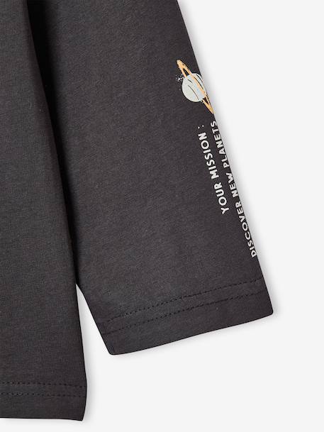 Long-sleeved T-shirt with slogan print for boys anthracite+pistachio+yellow - vertbaudet enfant 