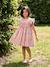 Ruffled, Short Sleeve Dress with Prints, for Girls emerald green+pale pink+printed white - vertbaudet enfant 