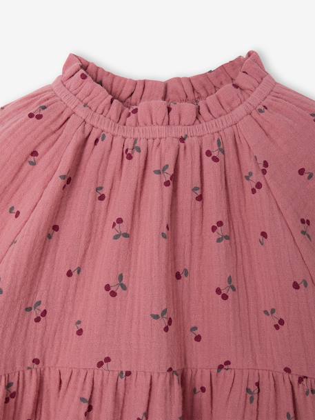 Robe bébé à volants en gaze de coton rose+taupe+vieux rose - vertbaudet enfant 