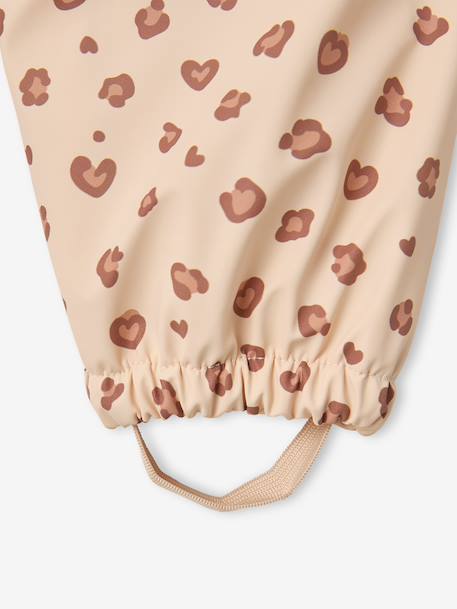 Fleece-lined baby's hooded printed rainsuit old rose+vanilla - vertbaudet enfant 