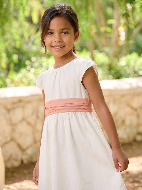 Party skater dress with bow sage green+white - vertbaudet enfant 