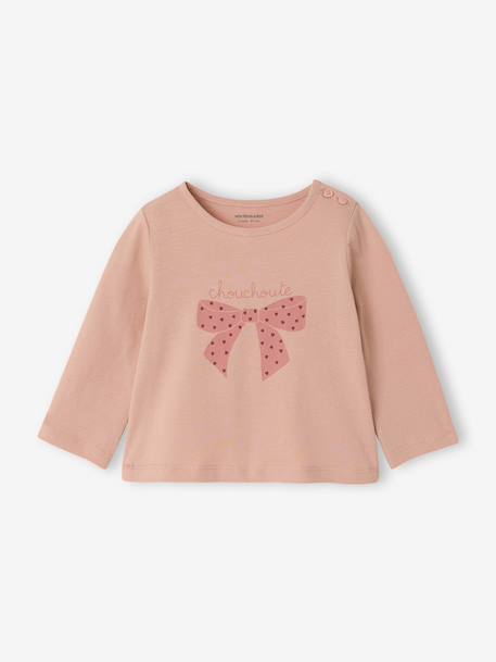 Pack of 3 long-sleeved Basic t-shirts for babies old rose+rosy - vertbaudet enfant 