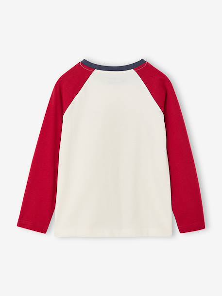 Long-sleeved T-shirt for boys bordeaux red+ochre+sage green - vertbaudet enfant 