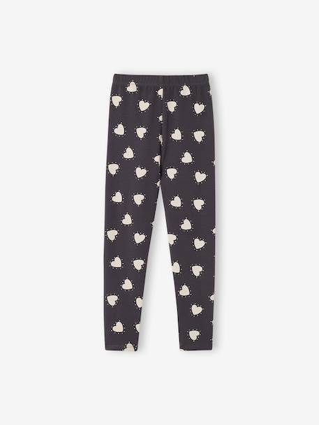 Lot de 2 leggings fille Basics bois de rose+gris foncé+kaki+marron imprimé+vert sauge - vertbaudet enfant 