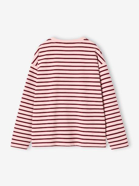 T-shirt manches longues fille bois de rose+écru - vertbaudet enfant 