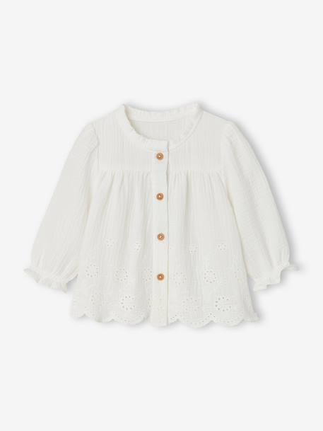 Blouse brodée bébé écru+ocre - vertbaudet enfant 