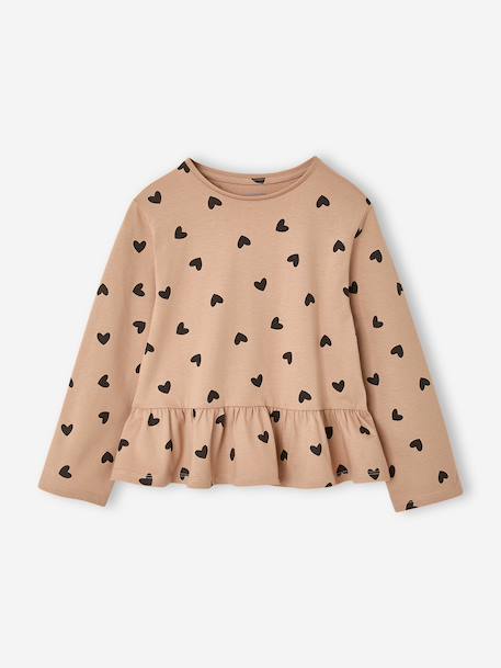 Long-sleeved blouse for girls dusky pink+taupe - vertbaudet enfant 