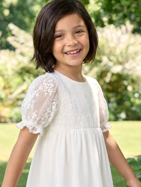 Bohemian girl's dress with lace sleeves white - vertbaudet enfant 