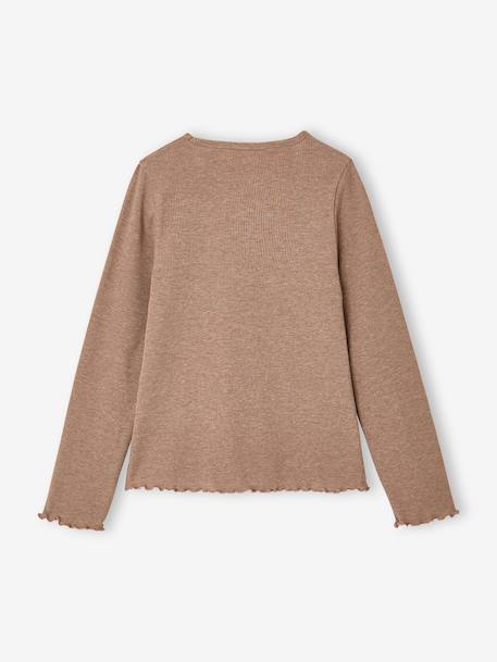 Long-sleeved T-shirt for girls taupe - vertbaudet enfant 