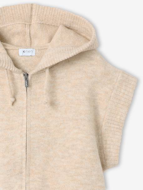 Sleeveless hooded zip-up cardigan for girls beige - vertbaudet enfant 
