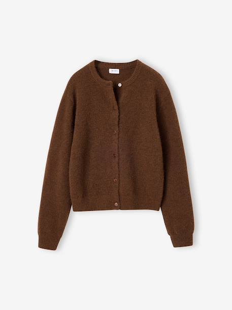 Gilet fille manches longues chocolat+vieux rose - vertbaudet enfant 