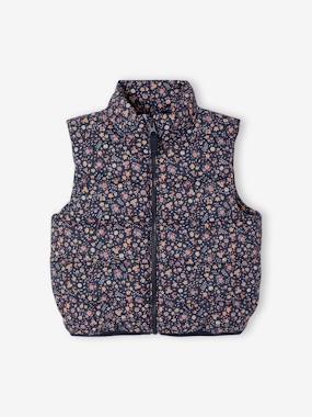 Fille-Doudoune fille sans manches motifs fleurs