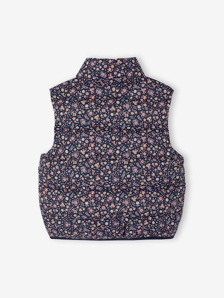 Sleeveless Lightweight Jacket with Floral Pattern for Girls navy blue+printed pink - vertbaudet enfant 