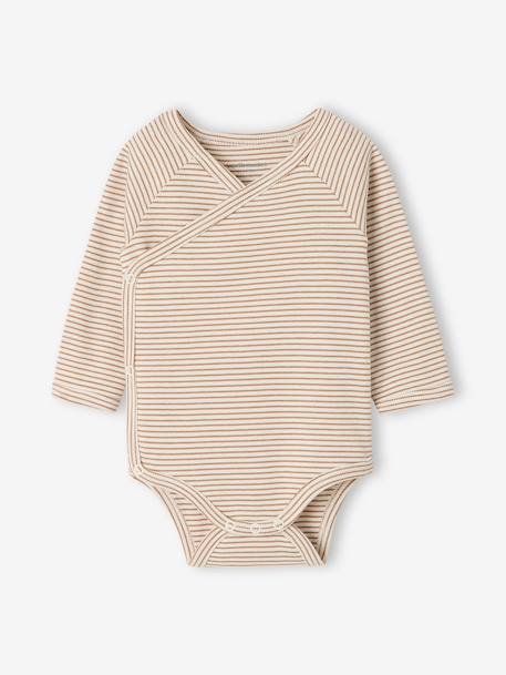 Pack of 3 long-sleeved newborn bodysuits cappuccino - vertbaudet enfant 