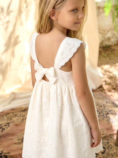 Girls’ Cotton Broderie Anglaise Dress white - vertbaudet enfant 