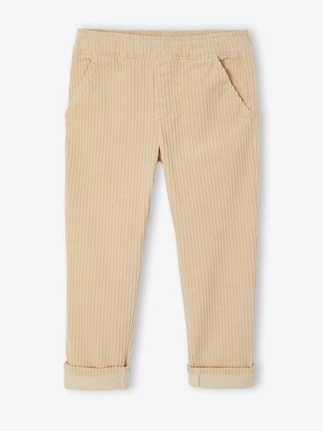 Corduroy Trousers, Easy to Slip On, for Boys beige+navy blue+slate blue - vertbaudet enfant 