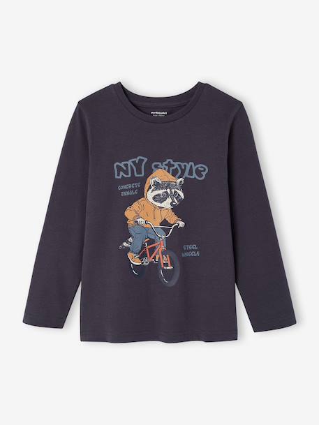 Long-sleeved T-shirt for boys bordeaux red+marl white+slate grey - vertbaudet enfant 