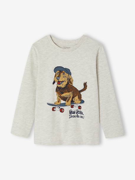 Long-sleeved T-shirt for boys bordeaux red+marl white+slate grey - vertbaudet enfant 