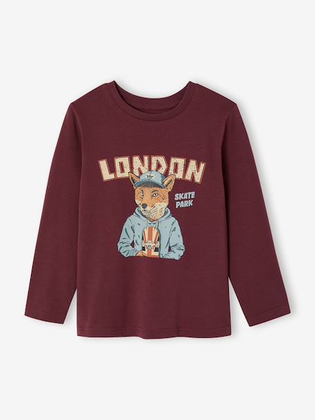 Long-sleeved T-shirt for boys bordeaux red+marl white+slate grey - vertbaudet enfant 
