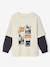 Long-sleeved layered-effect T-shirt for boys ecru - vertbaudet enfant 