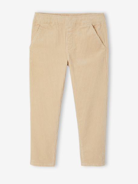 Corduroy Trousers, Easy to Slip On, for Boys beige+navy blue+slate blue - vertbaudet enfant 