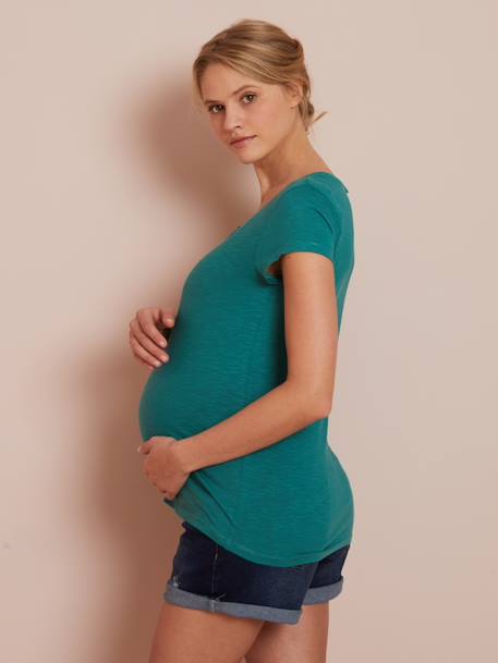 T-shirt tunisien de grossesse blush foncé+noir+vert lichen - vertbaudet enfant 