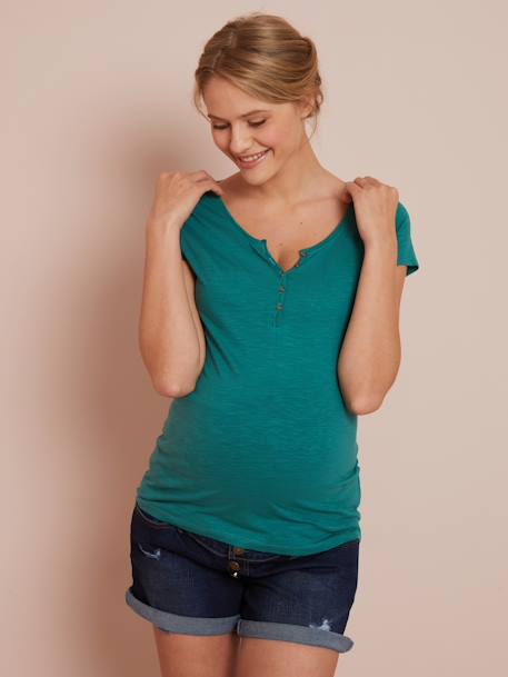 T-shirt tunisien de grossesse blush foncé+vert lichen - vertbaudet enfant 