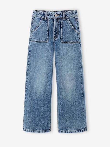 Wide-Leg Carpenter Trousers for Girls, JONEN deep blue+denim grey+medium blue - vertbaudet enfant 