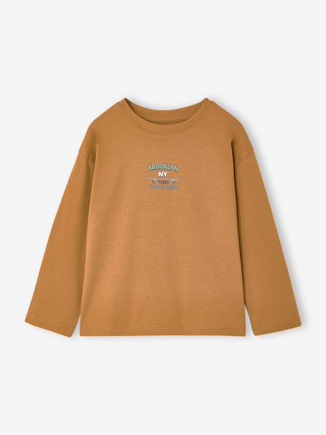T-shirt manches longues garçon bleu océan+ocre - vertbaudet enfant 