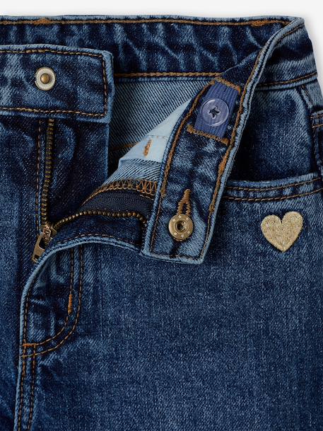 Wide-Leg Jeans, Frayed Hems, for Girls bleached denim+deep blue+grey+stone - vertbaudet enfant 