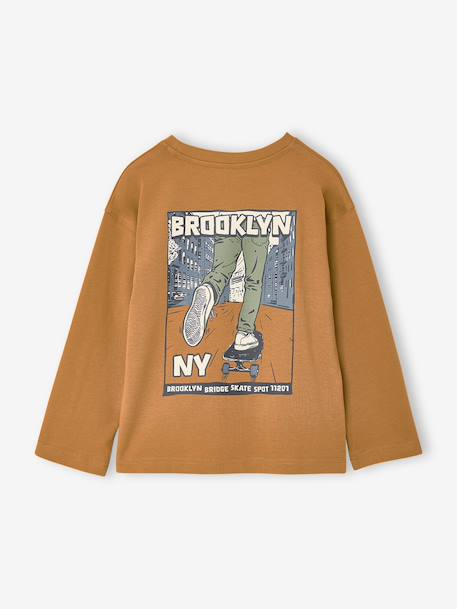 T-shirt manches longues garçon bleu océan+ocre - vertbaudet enfant 
