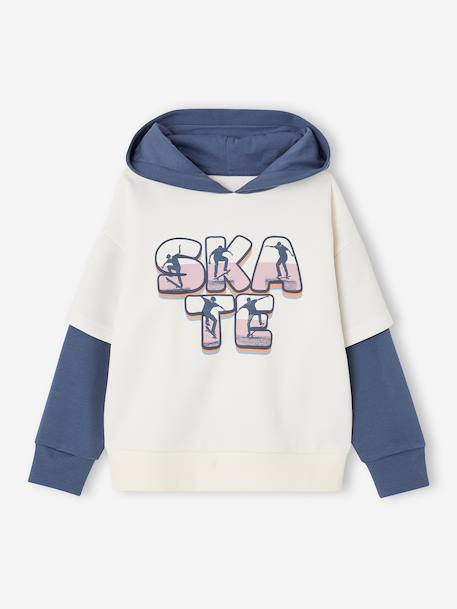 Hooded sweatshirt for boys ecru - vertbaudet enfant 