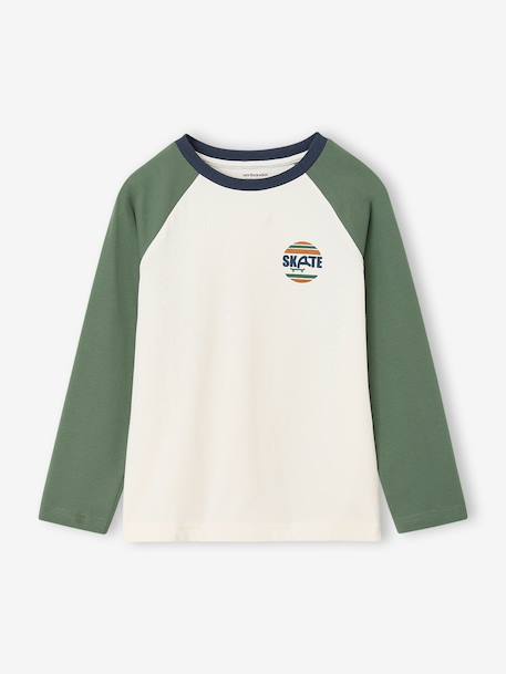 Long-sleeved T-shirt for boys bordeaux red+ochre+sage green - vertbaudet enfant 