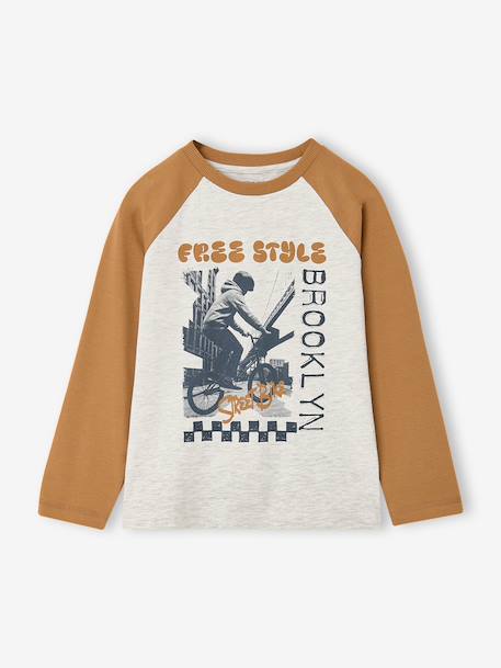T-shirt manches longues garçon marine+ocre+vert - vertbaudet enfant 