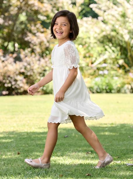 Bohemian girl's dress with lace sleeves white - vertbaudet enfant 