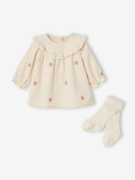 Dress and tights set for newborn vanilla - vertbaudet enfant 