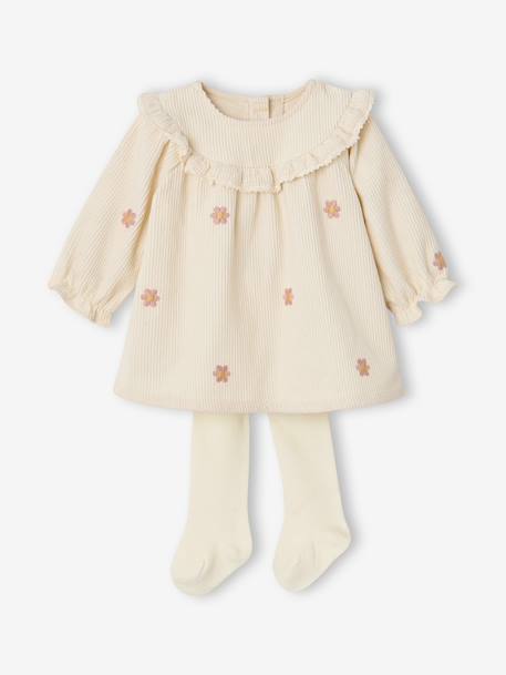 Dress and tights set for newborn vanilla - vertbaudet enfant 