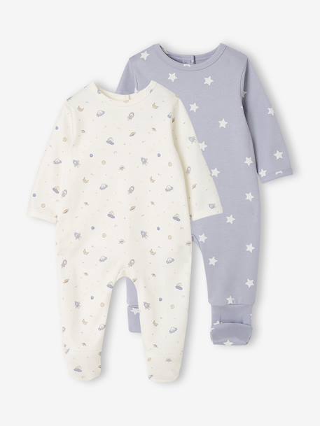 Pack of 2 baby sleepsuits with back opening sky blue - vertbaudet enfant 