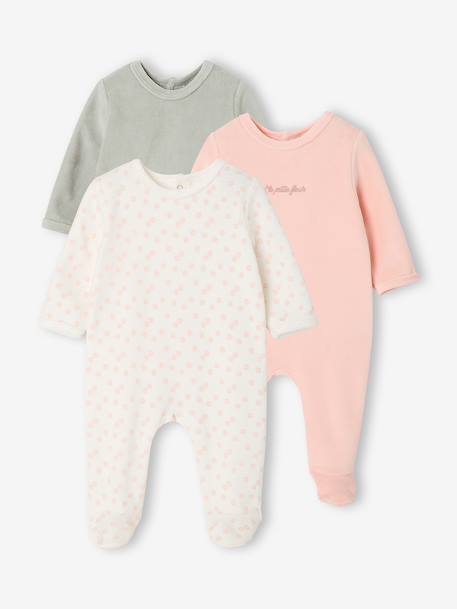 Lot de 3 dors bien bébé ouverture dos beige chiné+gris chiné+vert sauge - vertbaudet enfant 