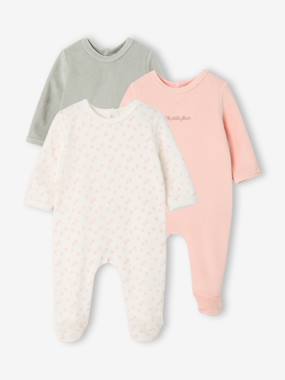 -Pack of 3 baby sleepsuits with back opening