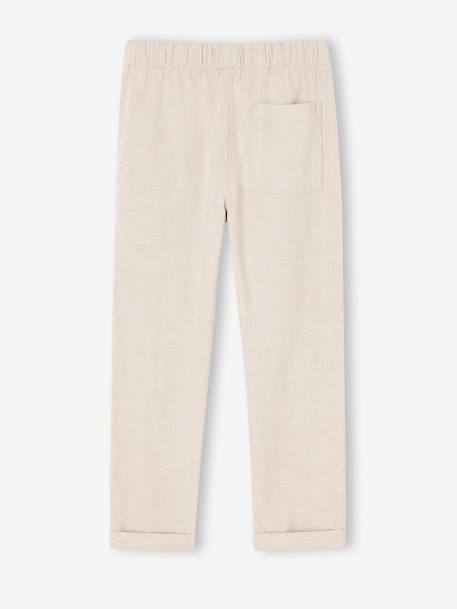 Pantalon garçon coton/lin léger beige chiné+bleu nuit+noisette+vert sauge - vertbaudet enfant 