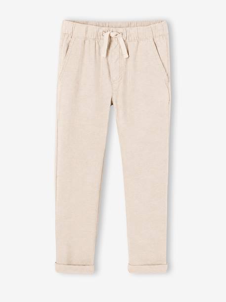 Lightweight Trousers in Cotton/Linen, for Boys hazel+marl beige+night blue+sage green - vertbaudet enfant 